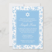 Blue Snowflake Border Star von David Bat Mitzvah Einladung (Vorderseite)