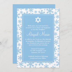 Blue Snowflake Border Star von David Bat Mitzvah Einladung