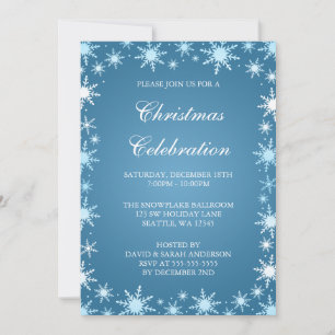 Blue Snowflake Border Weihnachten Party Einladunge Einladung