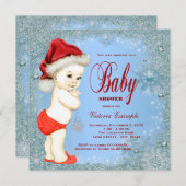 Blue Snowflake Boys Weihnachtsdusche Einladung (Vorne/Hinten)