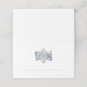 Blue Snowflake Brooch Holiday Table Platzkarte (Außenseite Aufgefaltet)