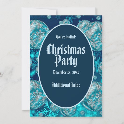 Blue Snowflake Bubbles Feiertag Einladung (Vorderseite)
