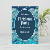 Blue Snowflake Bubbles Feiertag Einladung (Stehend Vorderseite)