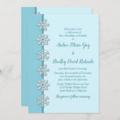 Blue Snowflake Button Winter Hochzeit Einladung (Vorne/Hinten)