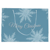 Blue Snowflake Christmas Gift Bag Große Geschenktüte (Rückseite)