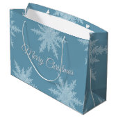 Blue Snowflake Christmas Gift Bag Große Geschenktüte (Rückseite Schrägansicht)