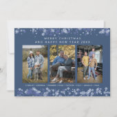 Blue Snowflake Christmas Modern Collage 3 Photos (Vorderseite)