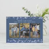 Blue Snowflake Christmas Modern Collage 3 Photos (Stehend Vorderseite)