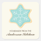 Blue Snowflake Cookie Quadratischer Aufkleber (Vorderseite)