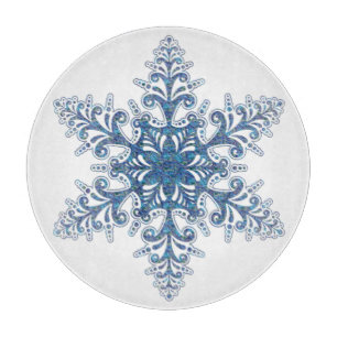 Blue Snowflake Cutting Board Schneidebrett