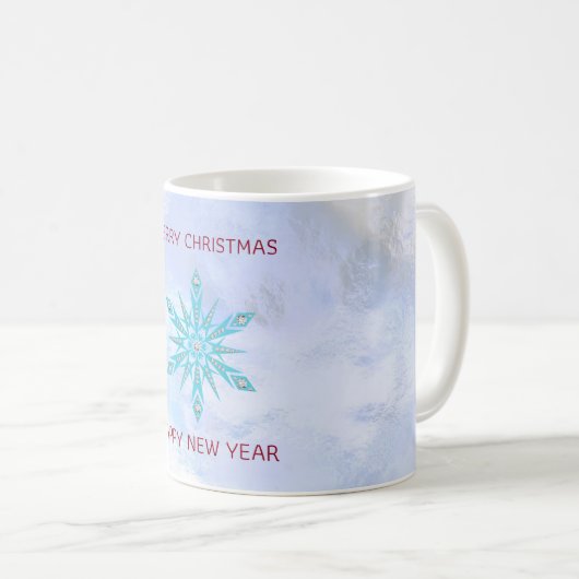 Blue Snowflake & Diamonds Kaffeetasse (VorderseiteRechts)