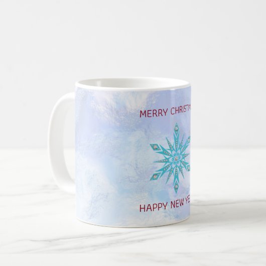 Blue Snowflake & Diamonds Kaffeetasse (Vorderseite Links)