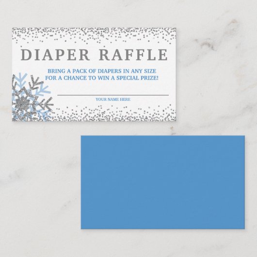 Blue Snowflake Diaper Raffelkarten Begleitkarte (Vorne/Hinten)