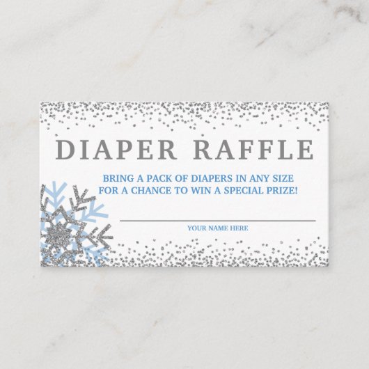 Blue Snowflake Diaper Raffelkarten Begleitkarte (Vorderseite)