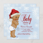 Blue Snowflake Ethnic Boys Weihnachtsdusche Einladung (Vorne/Hinten)