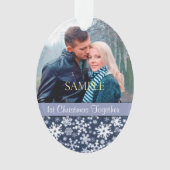 Blue Snowflake First Christmas Template Ornament (Vorderseite)