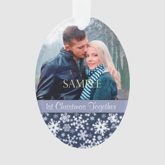 Blue Snowflake First Christmas Template Ornament (Vorderseite)