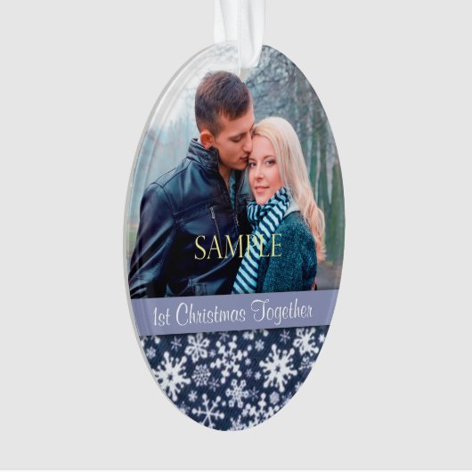 Blue Snowflake First Christmas Template Ornament (Vorderseite)