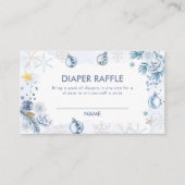 Blue Snowflake Flower Diaper Raffle Baby Shower  Begleitkarte (Vorderseite)