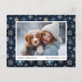 Blue Snowflake Foto Christmas Postcard Feiertagspostkarte (Vorderseite)