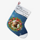 Blue Snowflake FOTO FRAME für das Foto Ihres Hunde Großer Weihnachtsstrumpf (Vorderansicht (hängend))