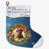 Blue Snowflake FOTO FRAME für das Foto Ihres Hunde Großer Weihnachtsstrumpf (Vorderseite)