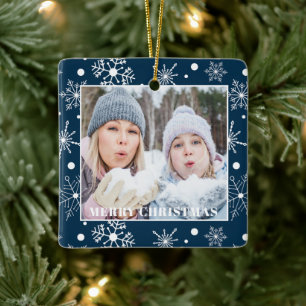 Blue Snowflake Foto Name Weihnachtsschmuck