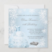 Blue Snowflake Foto Quinceanera Einladung (Rückseite)