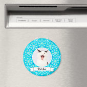 Blue Snowflake Frame Anpassbare Kitty Magnet (In Situ (Geschirrspüler))