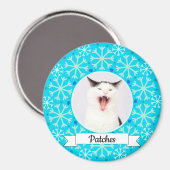 Blue Snowflake Frame Anpassbare Kitty Magnet (Vorderseite/Rückseite)