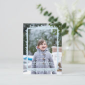 Blue Snowflake Frame Holiday Foto Feiertagspostkarte (Stehend Vorderseite)