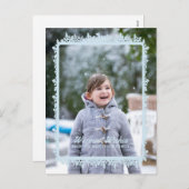 Blue Snowflake Frame Holiday Foto Feiertagspostkarte (Vorne/Hinten)