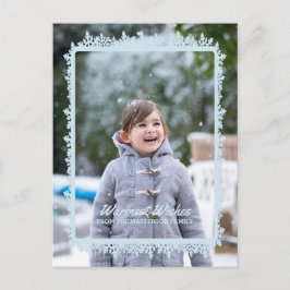 Blue Snowflake Frame Holiday Foto Feiertagspostkarte