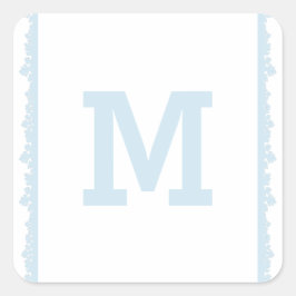 Blue Snowflake Frame Monogram Quadratischer Aufkleber
