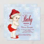 Blue Snowflake Girls Weihnachtsdusche Einladung (Vorne/Hinten)