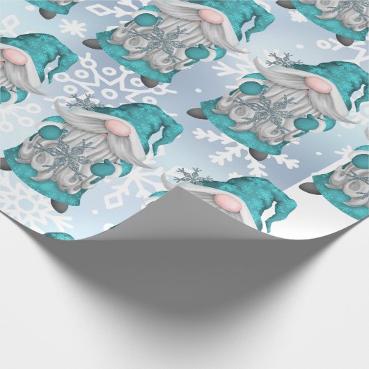 Blue Snowflake Gnome Geschenkpapier (Ecke)
