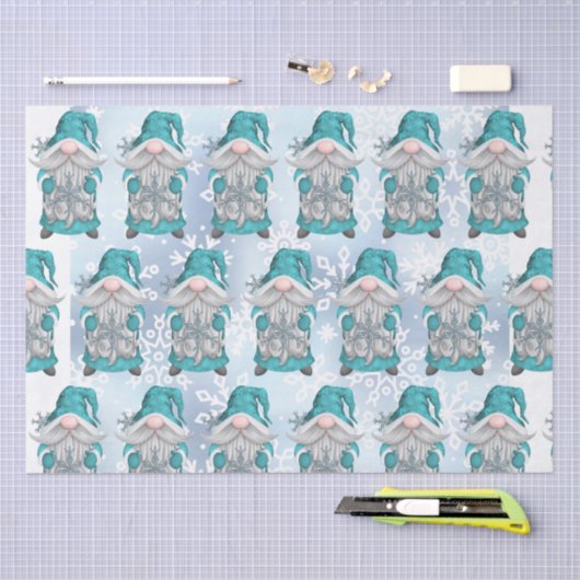 Blue Snowflake Gnome Seidenpapier (Handwerk)
