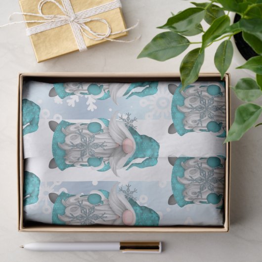Blue Snowflake Gnome Seidenpapier (Geschenk)