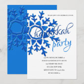 Blue Snowflake Hanukkah Party Einladung (Vorne/Hinten)