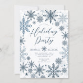Blue Snowflake Holiday Party Invitation Einladung (Vorderseite)