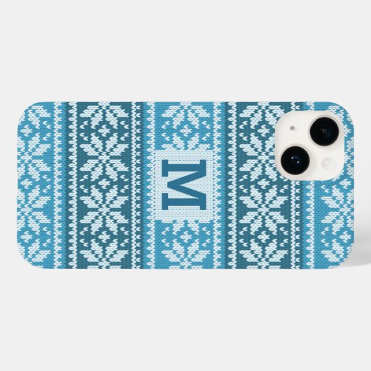 Blue Snowflake Imitate Strick Sweater Patternmonog Case-Mate iPhone Hülle (Rückseite (Horizontal))