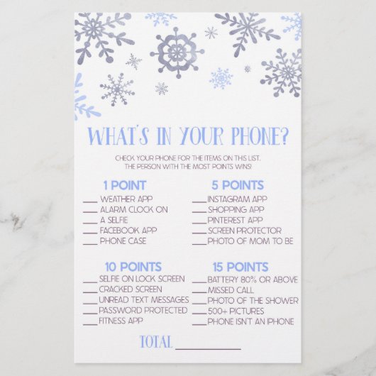 Blue Snowflake in Your Phone Baby Shooting Game Briefpapier (Vorderseite)