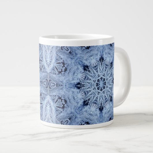 Blue Snowflake Jumbo Tasse (Vorderseite Rechts)