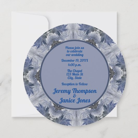 Blue Snowflake Kaleidoskop Design Einladung (Rückseite)