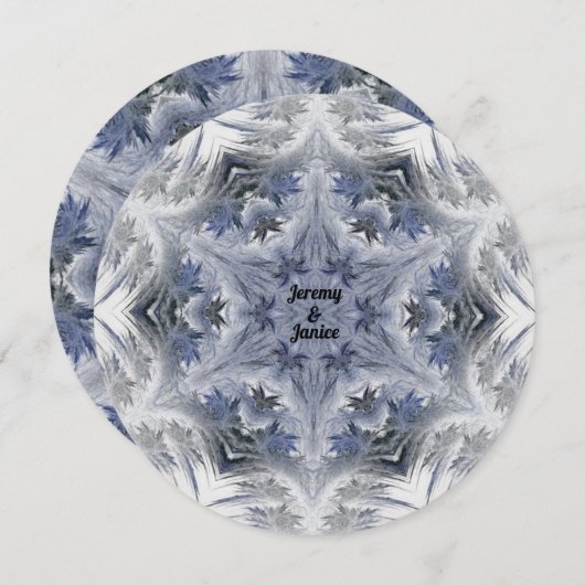 Blue Snowflake Kaleidoskop Design Einladung (Vorne/Hinten)