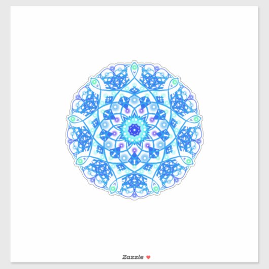 Blue Snowflake Mandala Boho Vinyl Sticker (Blatt)