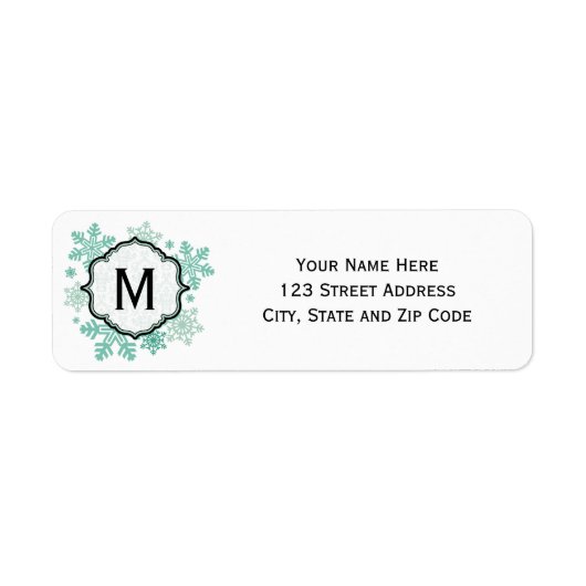 Blue Snowflake Monogram Address Labels (Vorne)