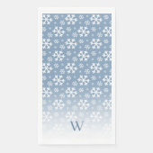 Blue Snowflake Monogram Serviette (Vorderseite)