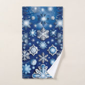 Blue Snowflake Motif Badhandtuch Set (Handtuch)