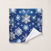 Blue Snowflake Motif Badhandtuch Set (Waschlappen)